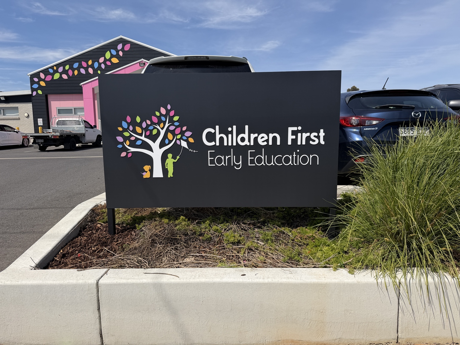 Freestanding sign outside an early learning centre