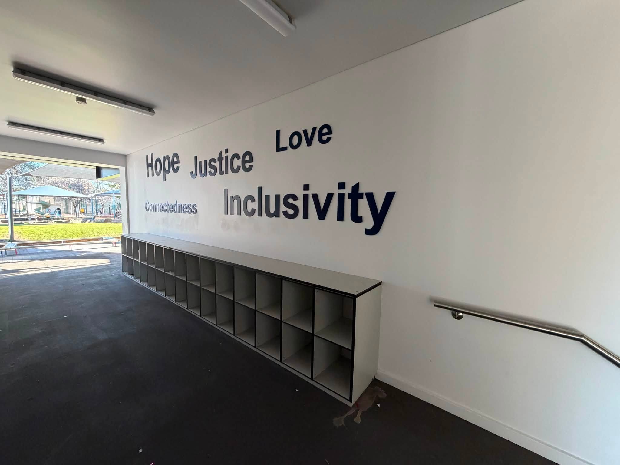 School interior wall letters